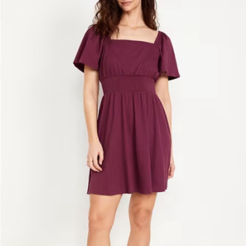 Waist-Defined Flutter Sleeve Mini Dress